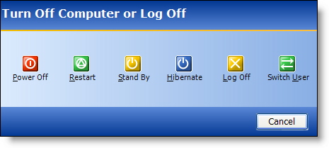 Shutdown Dialog with all the options.